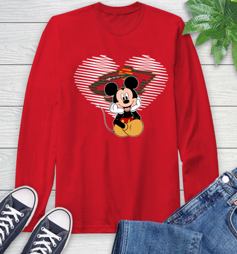 NHL Minnesota Wild The Heart Mickey Mouse Disney Hockey Long Sleeve T-Shirt 11