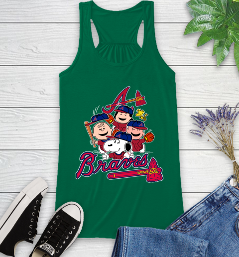 MLB Atlanta Braves Snoopy Charlie Brown Woodstock The Peanuts Movie Baseball T Shirt Racerback Tank 6
