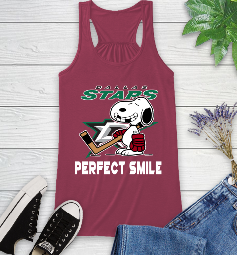 NHL Dallas Stars Snoopy Perfect Smile The Peanuts Movie Hockey T Shirt Racerback Tank 7