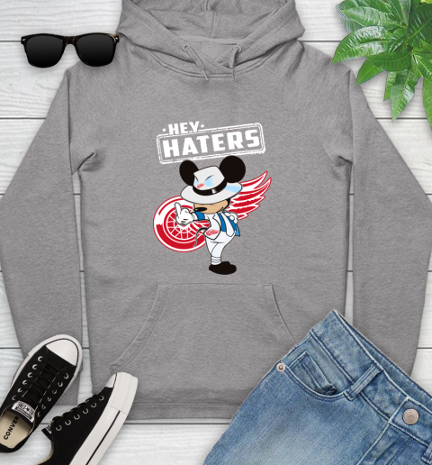 NHL Hey Haters Mickey Hockey Sports Detroit Red Wings Youth Hoodie 6