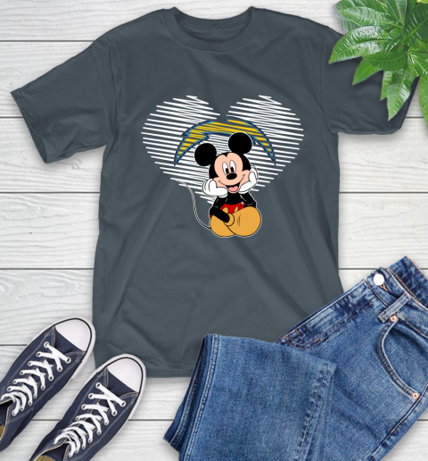 NFL Los Angeles Chargers The Heart Mickey Mouse Disney Football T Shirt_000 T-Shirt 10