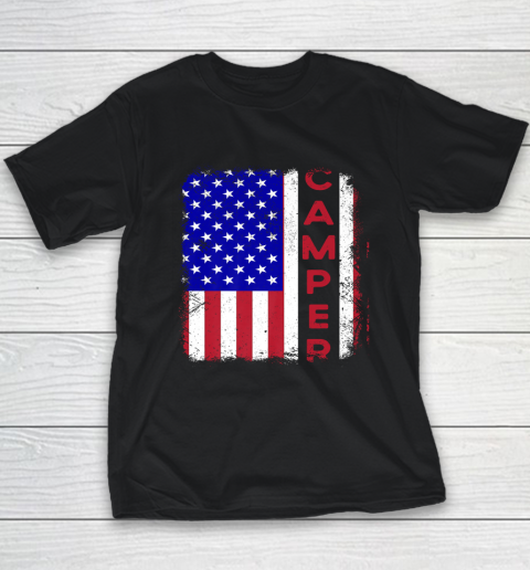 Camper USA Camping Patriotic American Flag Vintage Youth T-Shirt