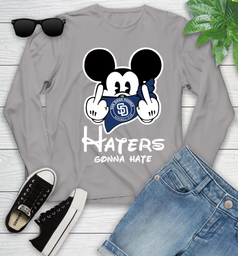 MLB San Diego Padres Haters Gonna Hate Mickey Mouse Disney Baseball T Shirt_000 Youth Long Sleeve 5