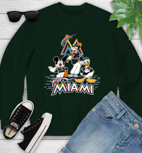 MLB Miami Marlins Mickey Mouse Donald Duck Goofy Baseball T Shirt Youth Sweatshirt 9