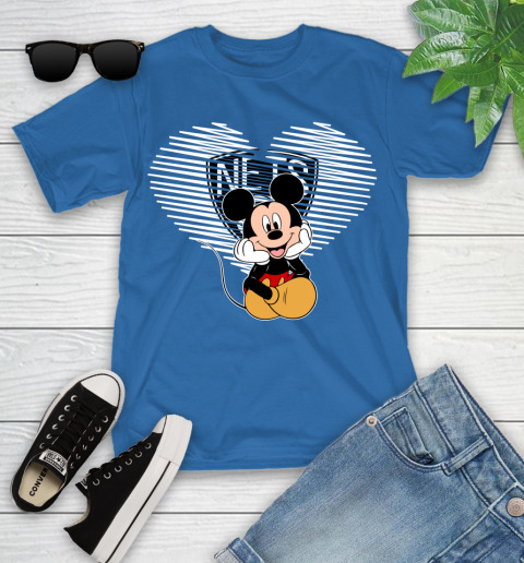 NBA Brooklyn Nets The Heart Mickey Mouse Disney Basketball Youth T-Shirt 12