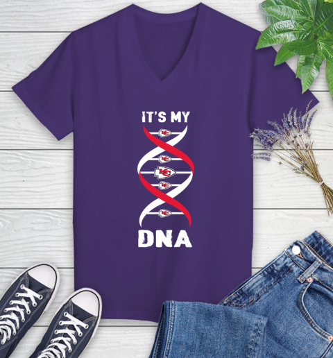 Kansas City Chiefs NFL Football It's My DNA Sports Women's V-Neck T-Shirt 3