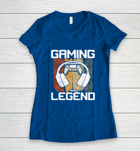 Gaming Legend PC Gamer Video Games Vintage Women's V-Neck T-Shirt 5