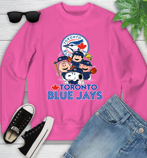 MLB Toronto Blue Jays Snoopy Charlie Brown Woodstock The Peanuts Movie Baseball T Shirt_000 Youth Sweatshirt 6