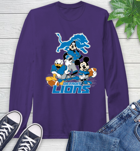 NFL Detroit Lions Mickey Mouse Donald Duck Goofy Football Shirt Long Sleeve T-Shirt 5