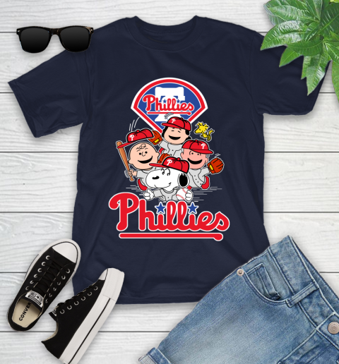 MLB Philadelphia Phillies Snoopy Charlie Brown Woodstock The Peanuts Movie Baseball T Shirt_000 Youth T-Shirt 2