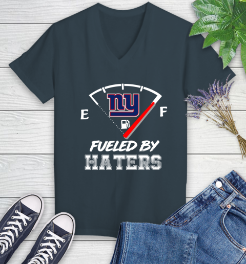 New York Giants NFL Football Fueled By Haters Sports Women's V-Neck T-Shirt - Image 9