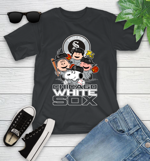 MLB Chicago White Sox Snoopy Charlie Brown Woodstock The Peanuts Movie Baseball  T Shirt_000 Youth T-Shirt