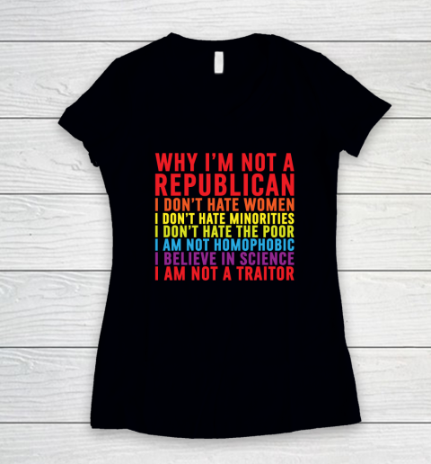Why I'm Not A Republican I Don't Hate Women Women's V-Neck T-Shirt