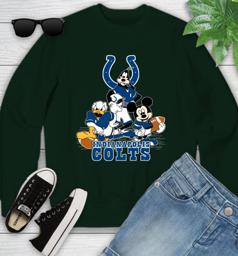 NFL Indianapolis Colts Mickey Mouse Donald Duck Goofy Football Shirt Youth Sweatshirt 9