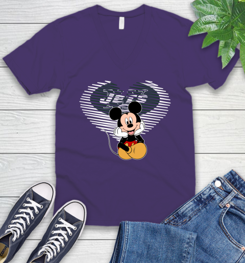 NFL New York Jets The Heart Mickey Mouse Disney Football T Shirt_000 V-Neck T-Shirt 9