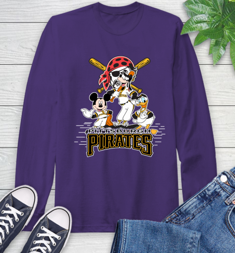 MLB Pittsburgh Pirates Mickey Mouse Donald Duck Goofy Baseball T Shirt Long Sleeve T-Shirt 5