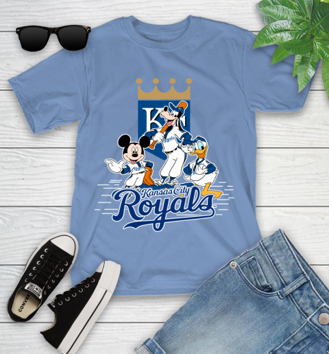 MLB Kansas City Royals Mickey Mouse Donald Duck Goofy Baseball T Shirt Youth T-Shirt 15