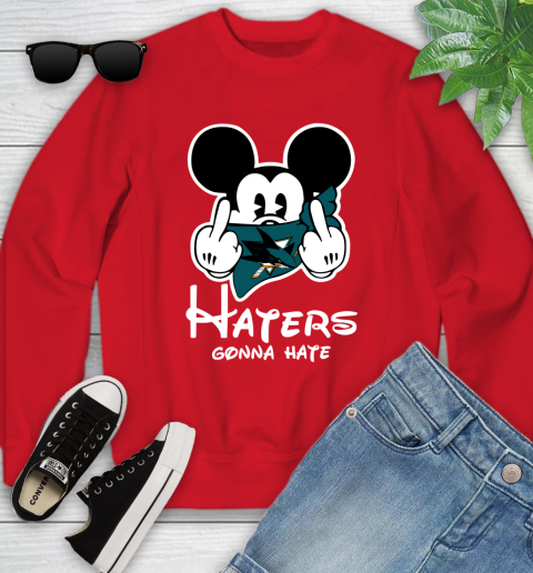 NHL San Jose Sharks Haters Gonna Hate Mickey Mouse Disney Hockey T Shirt Youth Sweatshirt 8