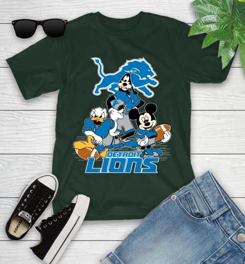 NFL Detroit Lions Mickey Mouse Donald Duck Goofy Football Shirt Youth T-Shirt 5
