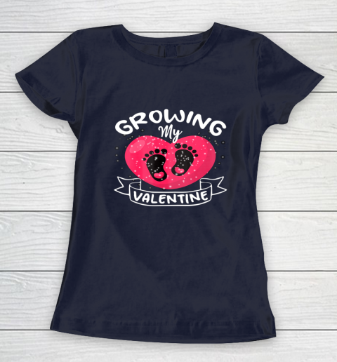 Womens Growing My Valentine literally pregnant shirt Pregnancy Wife Women's T-Shirt 2
