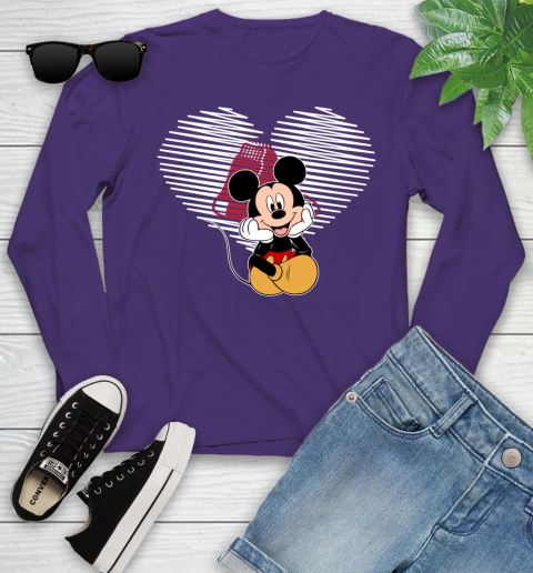 MLB Boston Red Sox The Heart Mickey Mouse Disney Baseball T Shirt_000 Youth Long Sleeve 4