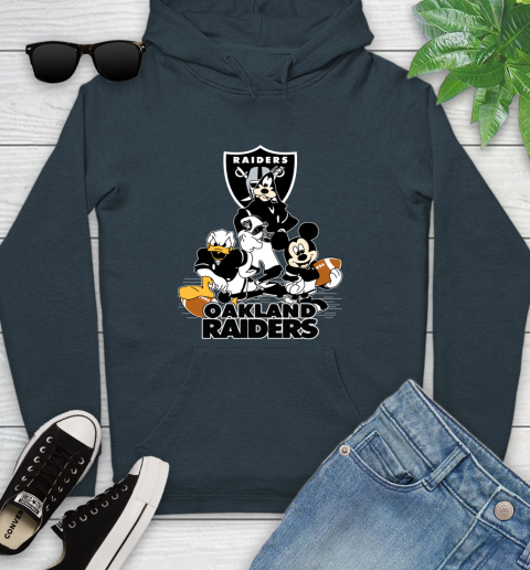 NFL Oakland Raiders Mickey Mouse Donald Duck Goofy Football Shirt Youth Hoodie 10