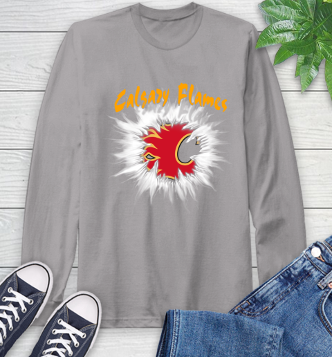 Calgary Flames NHL Hockey Adoring Fan Rip Sports Long Sleeve T-Shirt 6