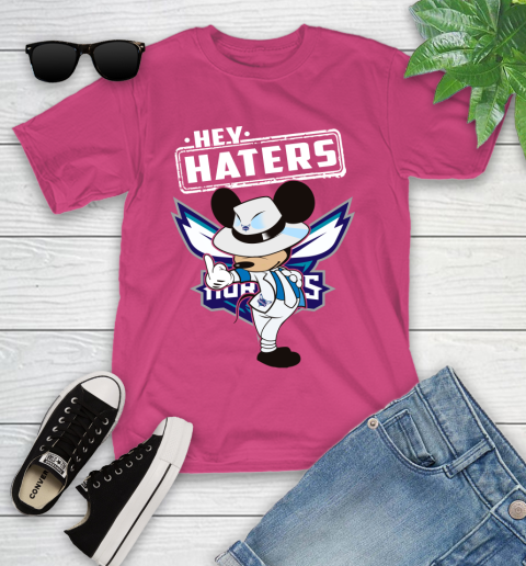 NBA Hey Haters Mickey Basketball Sports Charlotte Hornets Youth T-Shirt 11