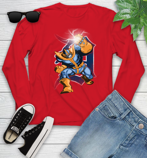 Detroit Tigers MLB Baseball Thanos Avengers Infinity War Marvel Youth Long Sleeve 11