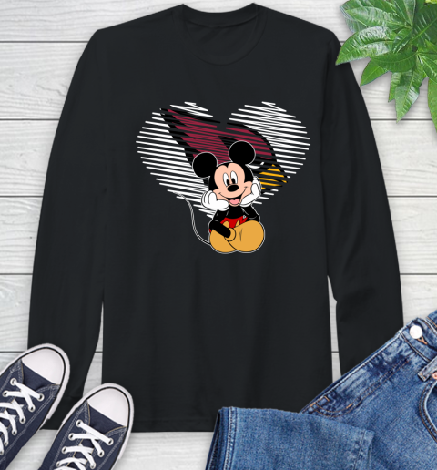 NFL Arizona Cardinals The Heart Mickey Mouse Disney Football T Shirt_000 Long Sleeve T-Shirt