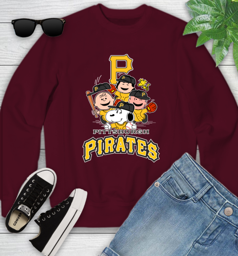 MLB Pittsburgh Pirates Snoopy Charlie Brown Woodstock The Peanuts Movie Baseball T Shirt_000 Youth Sweatshirt 4