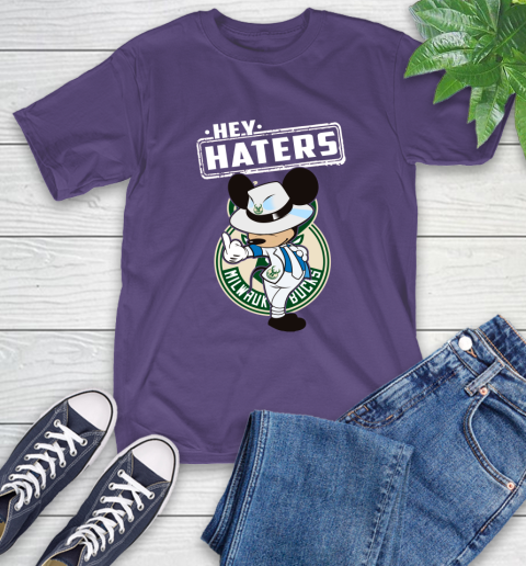 NBA Hey Haters Mickey Basketball Sports Milwaukee Bucks T-Shirt 5