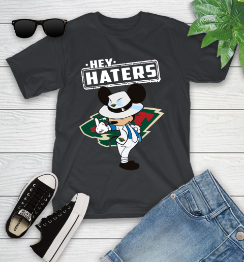 NHL Hey Haters Mickey Hockey Sports Minnesota Wild Youth T-Shirt