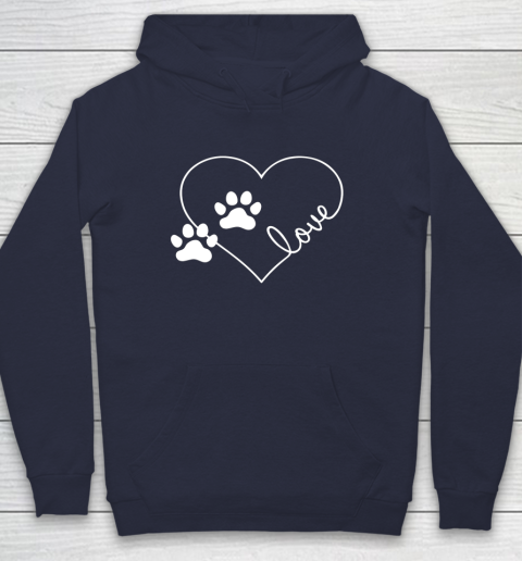 Cute Love Hearts Valentine Day Paw Print Dog Owner Dog Lover Hoodie 2