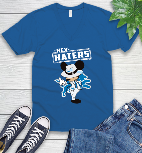 NFL Hey Haters Mickey Football Sports Detroit Lions V-Neck T-Shirt 5