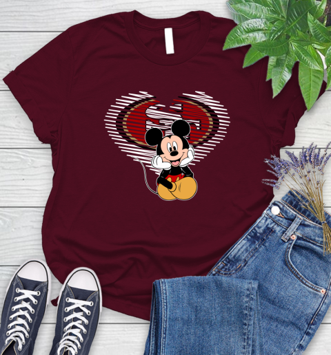 NFL San Francisco 49ers The Heart Mickey Mouse Disney Football T Shirt_000 Women's T-Shirt 7