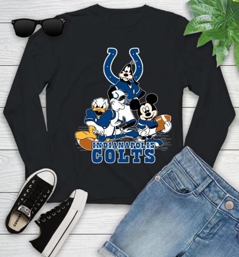 NFL Indianapolis Colts Mickey Mouse Donald Duck Goofy Football Shirt Youth Long Sleeve