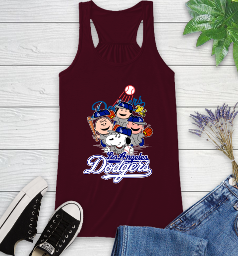 MLB Los Angeles Dodgers Snoopy Charlie Brown Woodstock The Peanuts Movie Baseball T Shirt_000 Racerback Tank 2