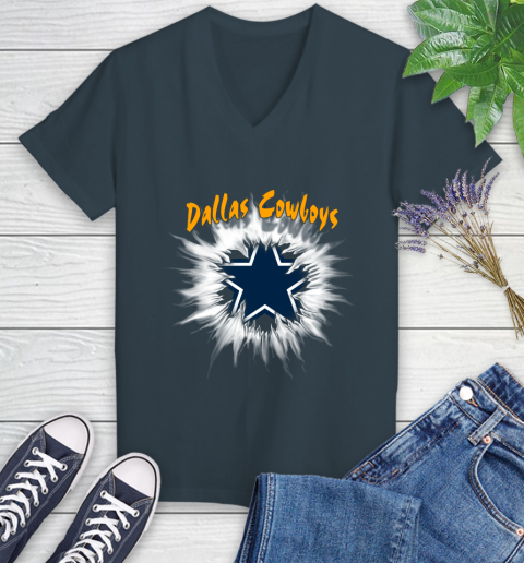 Dallas Cowboys NFL Football Adoring Fan Rip Sports Women's V-Neck T-Shirt 8