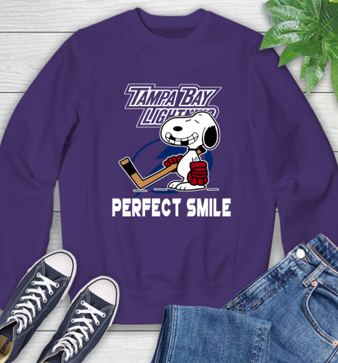 NHL Tampa Bay Lightning Snoopy Perfect Smile The Peanuts Movie Hockey T Shirt Sweatshirt 4