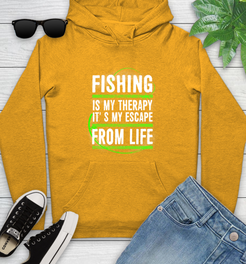 Fishing Is My Therapy It's My Escape From Life Youth Hoodie 2