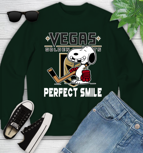 NHL Vegas Golden Knights Snoopy Perfect Smile The Peanuts Movie Hockey T Shirt Youth Sweatshirt 9