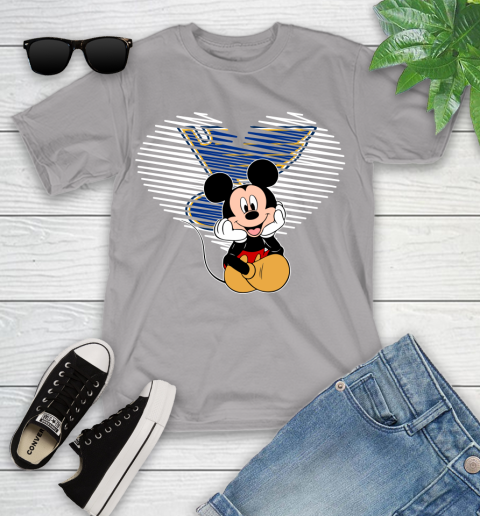 NHL St.Louis Blues The Heart Mickey Mouse Disney Hockey Youth T-Shirt 4