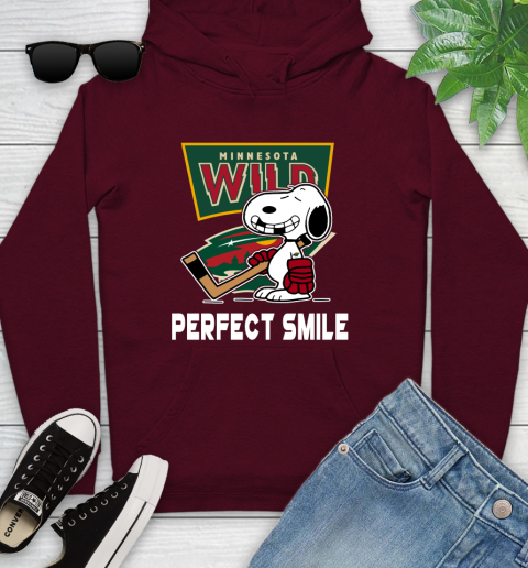 NHL Minnesota Wild Snoopy Perfect Smile The Peanuts Movie Hockey T Shirt Youth Hoodie 7