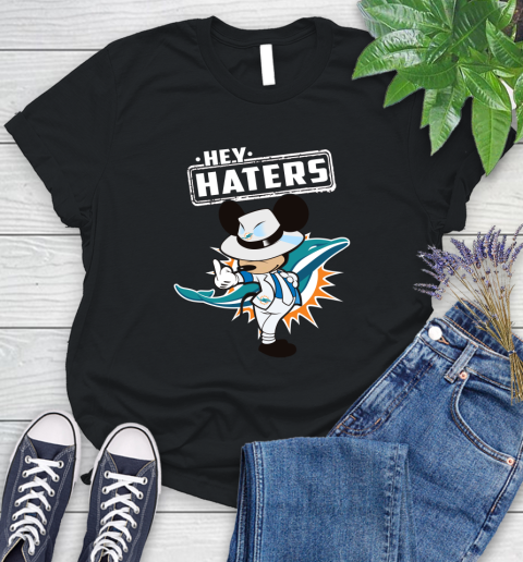 NFL Hey Haters Mickey Football Sports Miami Dolphins Women's T-Shirt