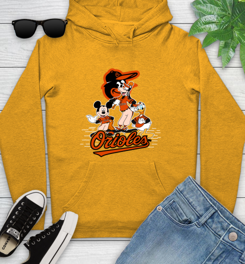 MLB Baltimore Orioles Mickey Mouse Donald Duck Goofy Baseball T Shirt Youth Hoodie 2