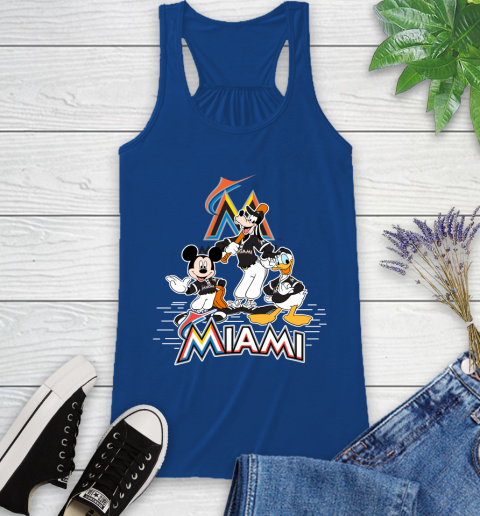 MLB Miami Marlins Mickey Mouse Donald Duck Goofy Baseball T Shirt Racerback Tank 8