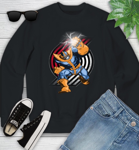 Portland Trail Blazers NBA Basketball Thanos Avengers Infinity War Marvel Youth Sweatshirt