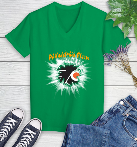 Philadelphia Flyers NHL Hockey Adoring Fan Rip Sports Women's V-Neck T-Shirt 5