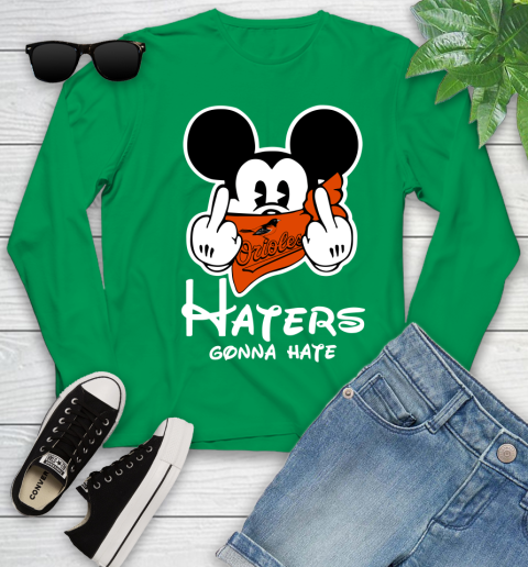 MLB Baltimore Orioles Haters Gonna Hate Mickey Mouse Disney Baseball T Shirt_000 Youth Long Sleeve 7